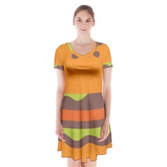 Hamburger Short Sleeve V-neck Flare Dress by Alisyart