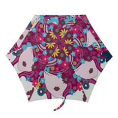 Floral Butterfly Hair Woman Mini Folding Umbrellas