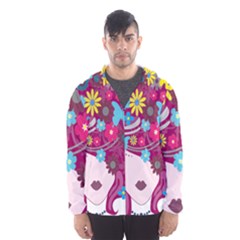 Floral Butterfly Hair Woman Hooded Wind Breaker (men) by Alisyart