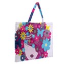 Floral Butterfly Hair Woman Zipper Large Tote Bag View2