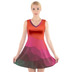 Abstract Elegant Background Pattern V-neck Sleeveless Skater Dress by Simbadda