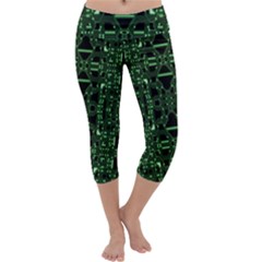 An Overly Large Geometric Representation Of A Circuit Board Capri Yoga Leggings by Simbadda