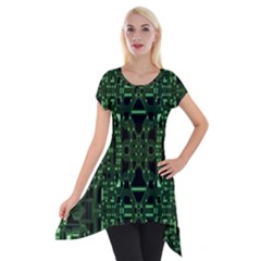 An Overly Large Geometric Representation Of A Circuit Board Short Sleeve Side Drop Tunic