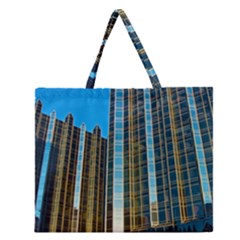 Two Abstract Architectural Patterns Zipper Large Tote Bag by Simbadda