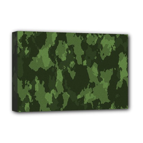 Camouflage Green Army Texture Deluxe Canvas 18  X 12   by Simbadda
