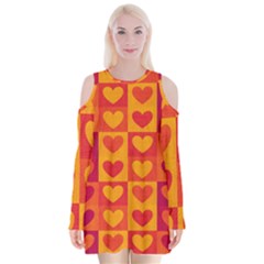Pattern Velvet Long Sleeve Shoulder Cutout Dress by Valentinaart