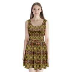 Seamless Symmetry Pattern Split Back Mini Dress  by Simbadda