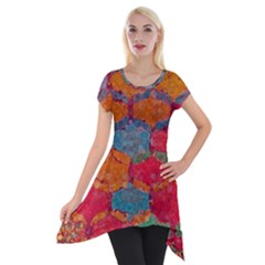 Abstract Art Pattern Short Sleeve Side Drop Tunic by Simbadda