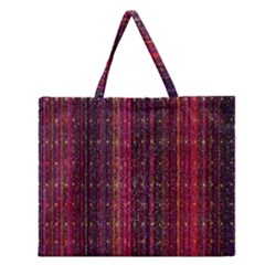 Colorful And Glowing Pixelated Pixel Pattern Zipper Large Tote Bag by Simbadda