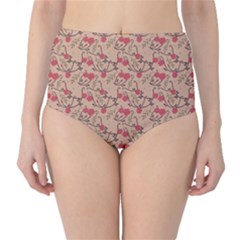 Vintage Flower Pattern  High-waist Bikini Bottoms by TastefulDesigns