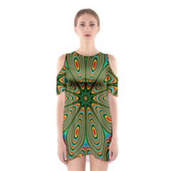 Vibrant Seamless Pattern  Colorful Shoulder Cutout One Piece