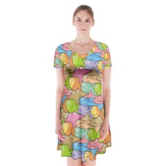 Fishes Cartoon Short Sleeve V-neck Flare Dress by sifis