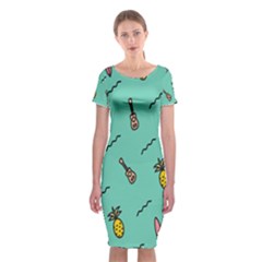 Guitar Pineapple Classic Short Sleeve Midi Dress by Alisyart