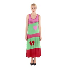 Money Green Pink Red Broken Heart Dollar Sign Sleeveless Maxi Dress