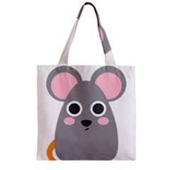 Mouse Grey Face Zipper Grocery Tote Bag by Alisyart