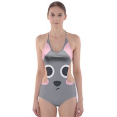 Mouse Grey Face Cut-out One Piece Swimsuit