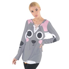 Mouse Grey Face Women s Tie Up Tee by Alisyart