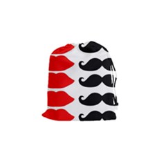 Mustache Black Red Lips Drawstring Pouches (small) 