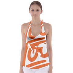 Number 100 Orange Babydoll Tankini Top