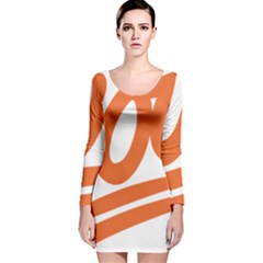 Number 100 Orange Long Sleeve Velvet Bodycon Dress