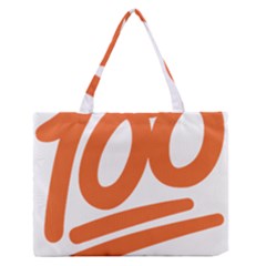 Number 100 Orange Medium Zipper Tote Bag