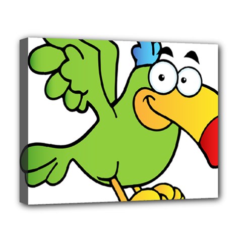 Parrot Cartoon Character Flying Deluxe Canvas 20  X 16  