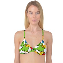 Parrot Cartoon Character Flying Reversible Tri Bikini Top