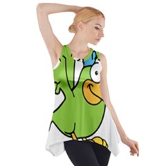 Parrot Cartoon Character Flying Side Drop Tank Tunic