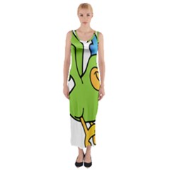 Parrot Cartoon Character Flying Fitted Maxi Dress by Alisyart