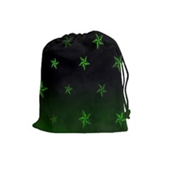 Nautical Star Green Space Light Drawstring Pouches (large)  by Alisyart