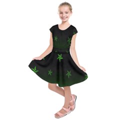 Nautical Star Green Space Light Kids  Short Sleeve Dress