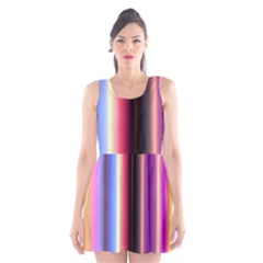Multi Color Vertical Background Scoop Neck Skater Dress by Simbadda