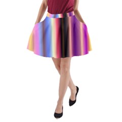Multi Color Vertical Background A-line Pocket Skirt by Simbadda