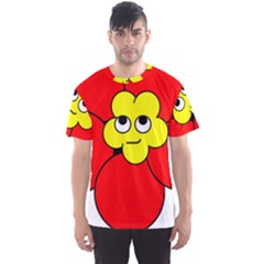 Poppy Smirk Face Flower Red Yellow Men s Sport Mesh Tee