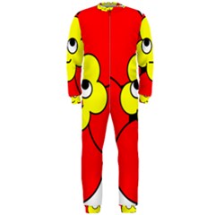 Poppy Smirk Face Flower Red Yellow Onepiece Jumpsuit (men)  by Alisyart