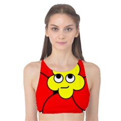 Poppy Smirk Face Flower Red Yellow Tank Bikini Top