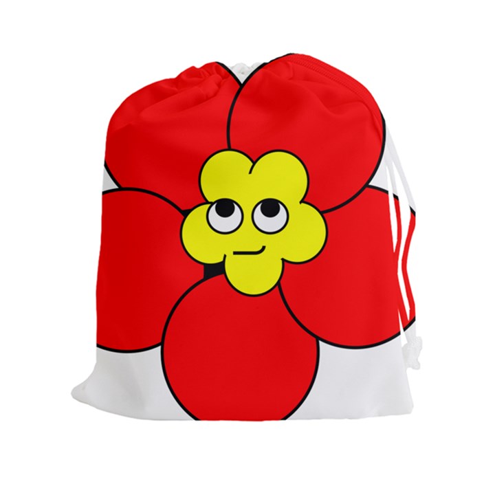 Poppy Smirk Face Flower Red Yellow Drawstring Pouches (XXL)