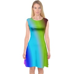 Multi Color Stones Wall Multi Radiant Capsleeve Midi Dress by Simbadda