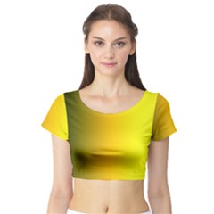 Yellow Gradient Background Short Sleeve Crop Top (tight Fit) by Simbadda