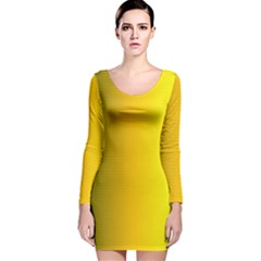 Yellow Gradient Background Long Sleeve Velvet Bodycon Dress by Simbadda