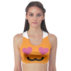 Smile Face Cat Orange Heart Love Emoji Sports Bra