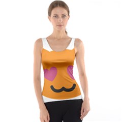 Smile Face Cat Orange Heart Love Emoji Tank Top by Alisyart