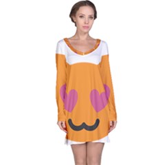 Smile Face Cat Orange Heart Love Emoji Long Sleeve Nightdress by Alisyart