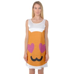 Smile Face Cat Orange Heart Love Emoji Sleeveless Satin Nightdress