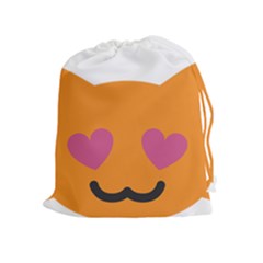 Smile Face Cat Orange Heart Love Emoji Drawstring Pouches (extra Large)