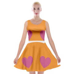 Smile Face Cat Orange Heart Love Emoji Velvet Skater Dress by Alisyart