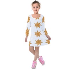 Sun Cupcake Toppers Sunlight Kids  Long Sleeve Velvet Dress by Alisyart