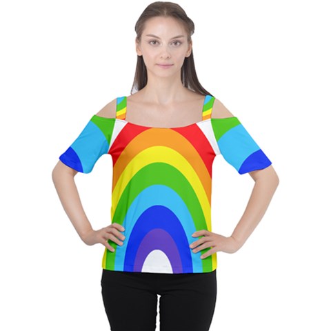 Rainbow Women s Cutout Shoulder Tee by Alisyart