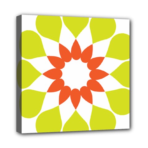 Tikiwiki Abstract Element Flower Star Red Green Mini Canvas 8  X 8 