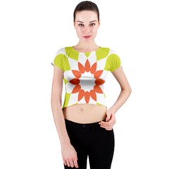 Tikiwiki Abstract Element Flower Star Red Green Crew Neck Crop Top by Alisyart